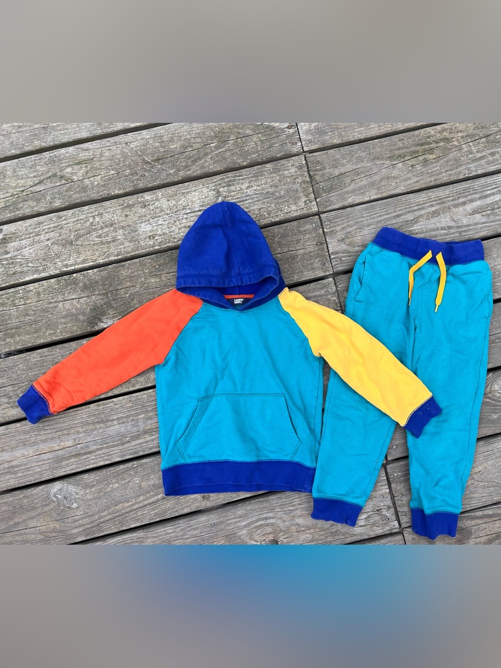 Lands' End Colorblock Kids Hoodie (s) and sweatpants (m) set
